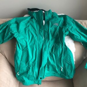 Teal North Face Rain Jacket